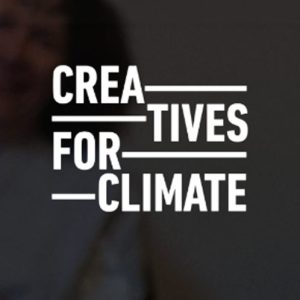black background with white capital letters - CREATIVES FOR CLIMATE